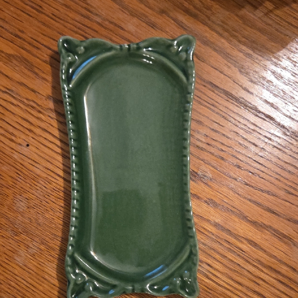 Green Ceramic Serving Tray, Gently Used